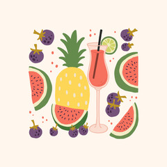 Abstract childlike summer vibe posters template. Modern trendy minimal style. Hand drawn Rounded design for wallpaper, wall decor, print, postcard, cover, template, banner.