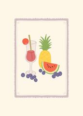 Abstract childlike summer vibe posters template. Modern trendy minimal style. Hand drawn Rounded design for wallpaper, wall decor, print, postcard, cover, template, banner.