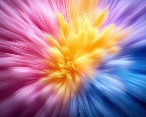 Fototapeta premium A vibrant explosion of colors blending pink, yellow, and blue, creating an abstract and dynamic visual effect.