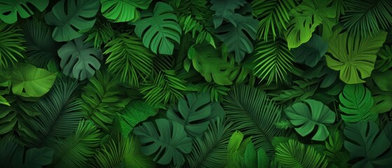 Fototapeta premium Lush Tropical Foliage: A Vibrant Green Paradise