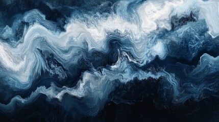 Abstract Blue and White Swirling Waves Texture
