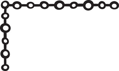 L-shaped border with circles attached to a line. Vector illustration made with lines and dots creating an L-shaped border