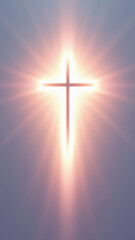 Sunlight creates a cross shape on a wall.