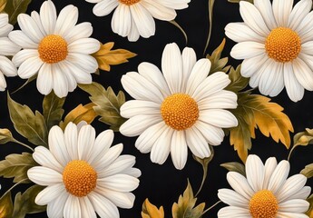Obraz premium White Daisies on Dark Background Close up of Textured Floral Arrangement