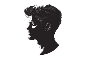 Obraz premium Stylish illustration of a young man with modern haircut, looking left, in profile view