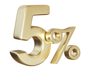 Obraz premium 5 Percent Off Sale Golden Number Discount 3D Render
