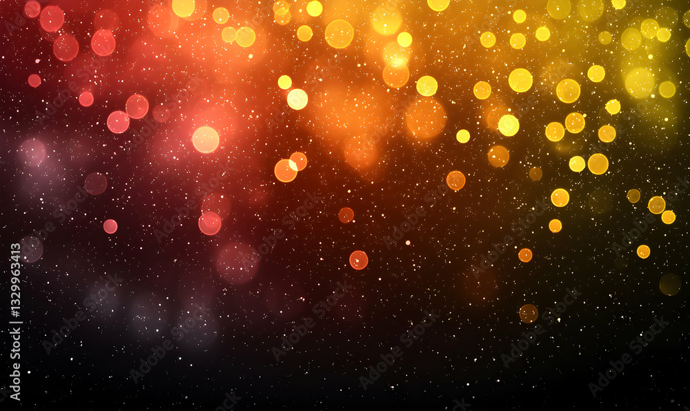 Poster glowing particle effect with warm colors and bokeh atmosphere