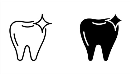 Dental related icons, thin vector icon set, black and white kit.