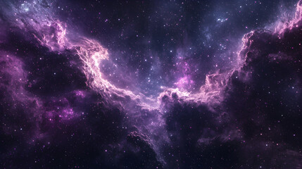 Fototapeta premium Exploring the Cosmic Depths Purple Nebula with Sparkling Starfield