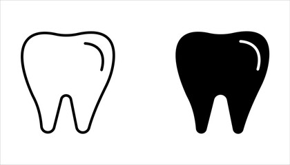 Dental related icons, thin vector icon set, black and white kit.