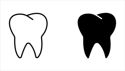 Dental related icons, thin vector icon set, black and white kit.