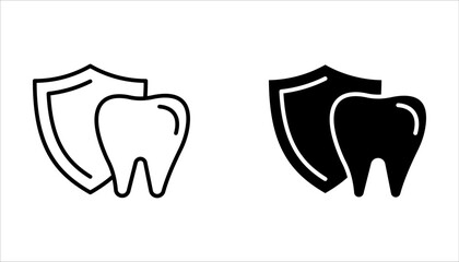 Dental related icons, thin vector icon set, black and white kit.