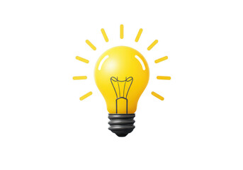 Stylized bright yellow lightbulb illustration with clean lines, gradient shading, and radiating light rays symbolizing creativity and innovation