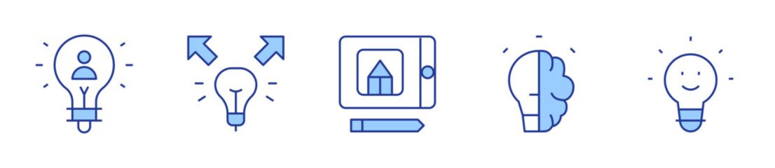 idea, tablet, lightbulb. Creativity Icon vector illustration. Line Duotone style. Editable stroke