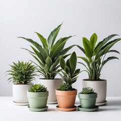 Cement pots with plants and succulents