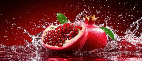 Juicy Pomegranate Splash: A Vibrant Red Burst of Flavor