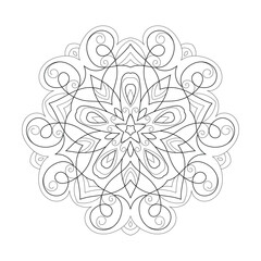 Spiritual Mandala Ornament in Zentangle Style – Black and White Mehendi Coloring Page
