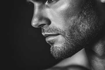 Obraz premium Man portrait close up, handsome male portrait close up
