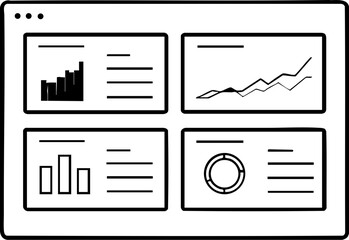 A minimalist dashboard design featuring various data visualizations, including bar graphs and line charts, displayed in a simple layout.