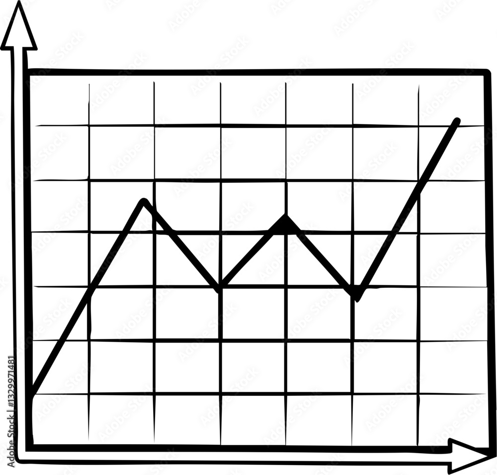 Aufkleber a simple line graph showing fluctuating data trends over time, with upward movement indicating growt