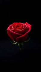 Fototapeta premium Single Red Rose on Black Velvet