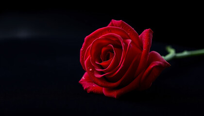 Single Red Rose on Black Velvet