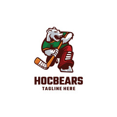 Bear Hockey Mascot Logo