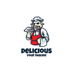 Bull Chef Mascot Logo Template
