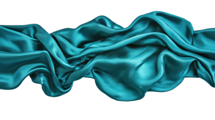 A blue piece of fabric with a long, flowing edge