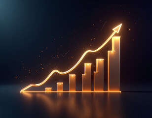 business graph with rising arrow