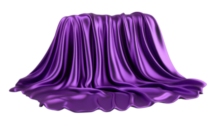 A purple sheet is draped over a chair, creating a sense of mystery and intrigue