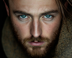 Obraz premium Man portrait close up, handsome male portrait close up