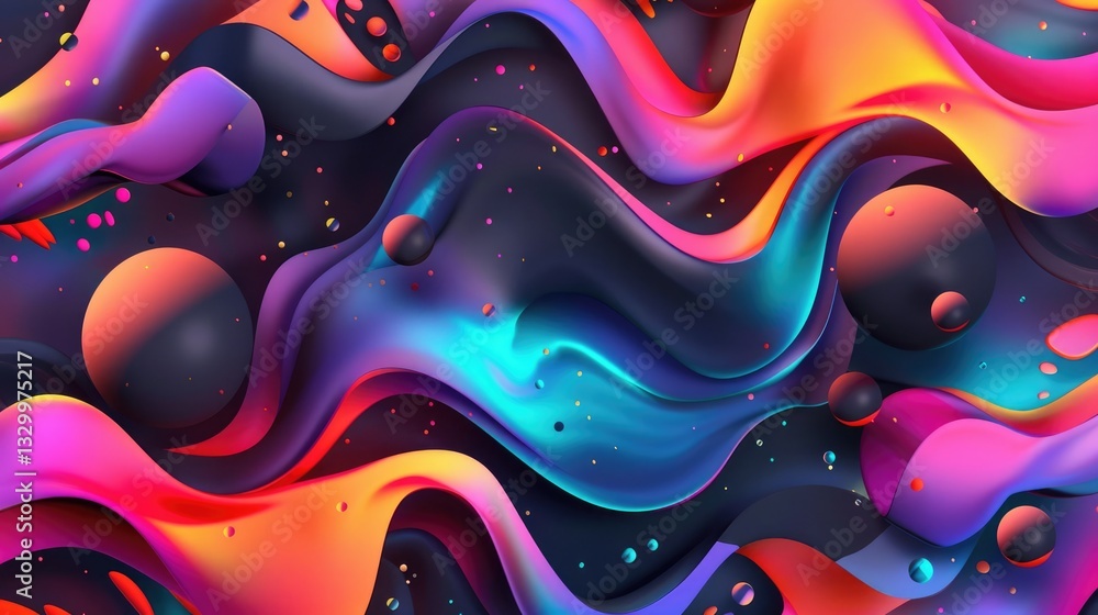 Poster the abstract picture of the vibrant colourful colour shape with neon color and bright picture, abstr