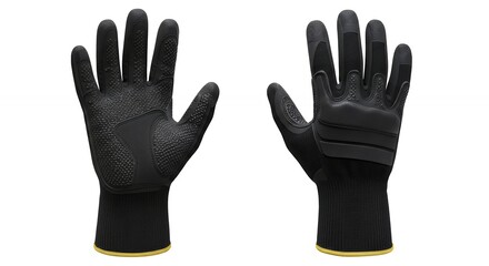 Showing Black Protective Work Gloves with Grip for Industrial Safety