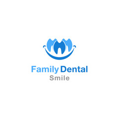 Family Dental Smile Logo Design Template. Dental Clinic and Dental Care Logo Icon. Vector Illustration.