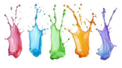 A group of watercolor splash ring effects set collection, dynamic element, concentric circles, soft blending, vibrant colors, isolated on white background.