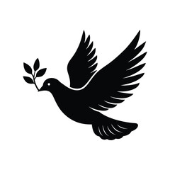 Fototapeta premium a dove carrying an olive branch silhouette