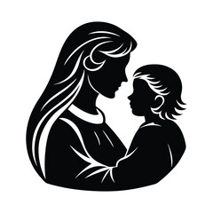 mother and child silhouette art