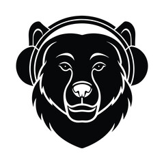 bear head wearing headphones silhouette art