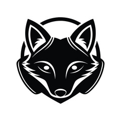 fox head wearing headphones silhouette art