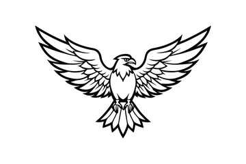 Eagle with wings line art vector illustration