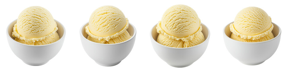Scoop of Vanilla Ice Cream in a Bowl, Cut Out Set
