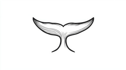 Naklejka premium One-line whale tail drawing. Minimalist black sketch on white. Vector illustration. 