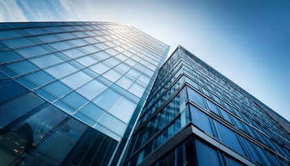 Fototapeta premium corner of glass business center building, urban architecture background- 43990