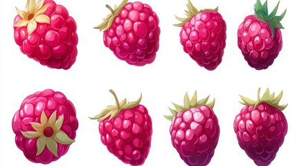 Ripe raspberries isolated on white 