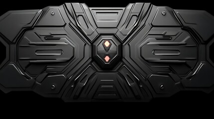 Futuristic Black Panel With Illuminated Control System