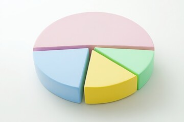 Obraz premium Pastel colored pie chart with soft pink, blue, yellow, and green segments