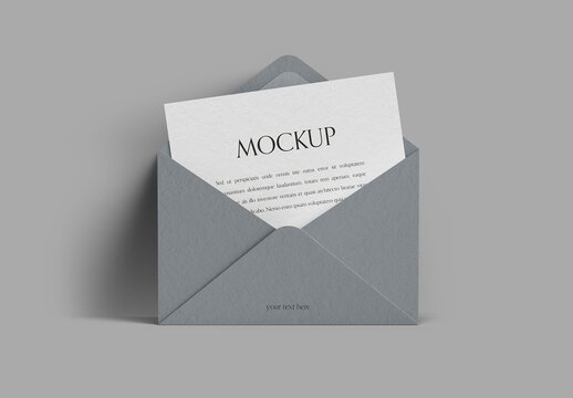 Envelope with Card Stationery Mockup