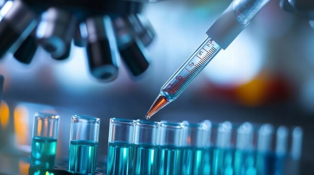 Laboratory Scene with Microscope and Pipette
