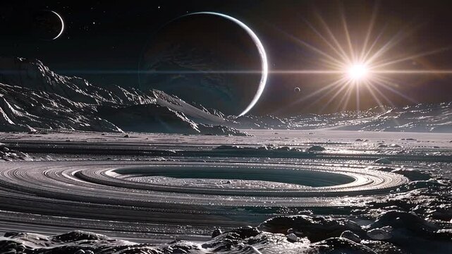 Faszinierende Saturnlandschaft mit gigantischen Ringen